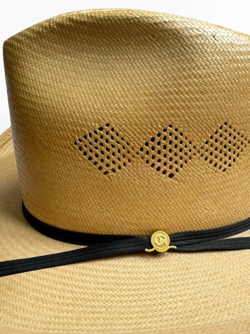 Charlie 1 Horse Genuine Shantung Straw 3 Diamond Vented Western Hat 22.5 inch